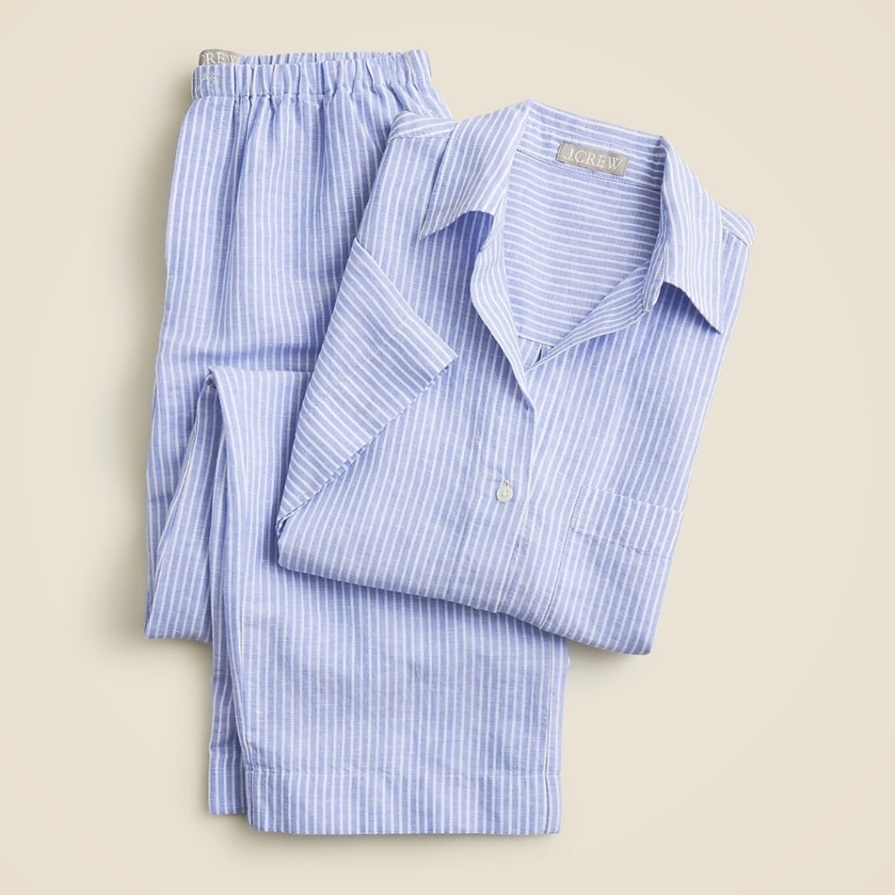 J. Crew Blue & White Striped Cotton Pajama Set